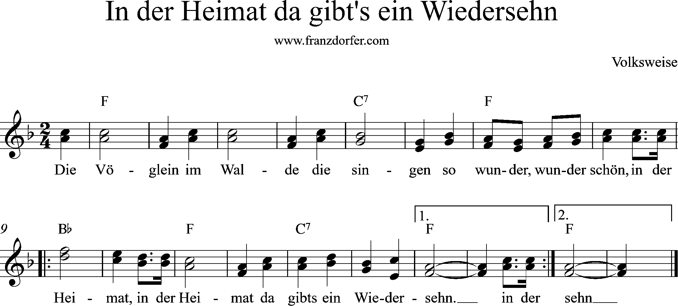 Noten - in der Heimat, G-Gur